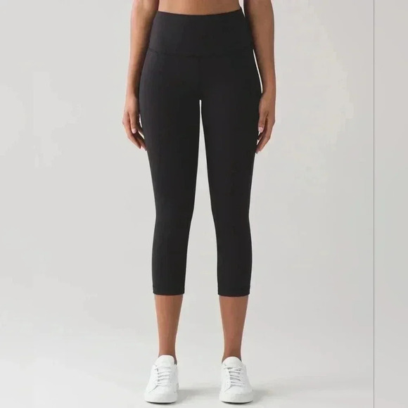 Lululemon Wunder Under Crop (Hi-Rise) *Full-On Luon 21"Black (First Release) - Picture 1 of 14